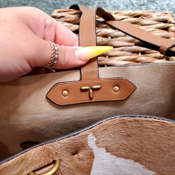 Tory Burch Rowan Genuine Calf Hair Bucket Bag - Picture 11 of 16